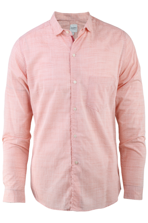 Camisa Formal Manga Larga Slim Fit Color Melón Cuello Italiano Para Hombre